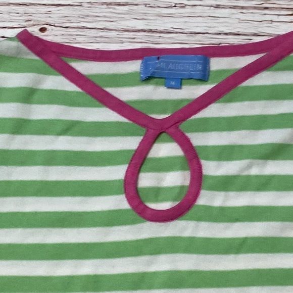 J. McLaughlin White and Green Striped Lightweight Knit Top Sz M - Picture 11 of 12